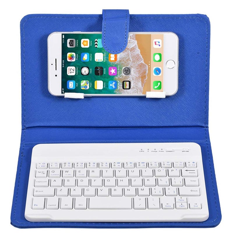 ELIATER Portable Bluetooth Keyboard with Leather Case Cover with for 4.5''-6.8'' iOS, Android and Windows Smart Phones, Detachable with Kickstand - Image 1